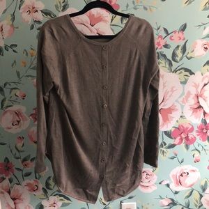 Mocha sweater with back button detail
